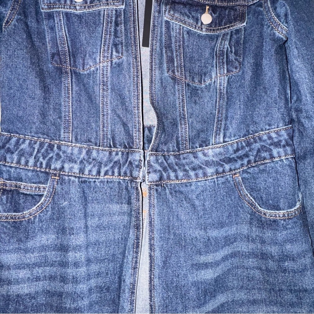 Fashion Nova medium blue wash Trench Coat floor length S NWT - Picture 6 of 15